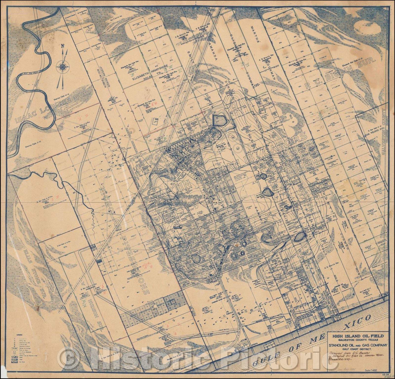 Historic Map - High Island, Texas and its oil fields, 1880, Various Makers - Vintage Wall Art