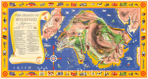 Railway Map of the Island of Sodor. Where Thomas The Tank Engine and His Friends Have Their Adventures, 1950
