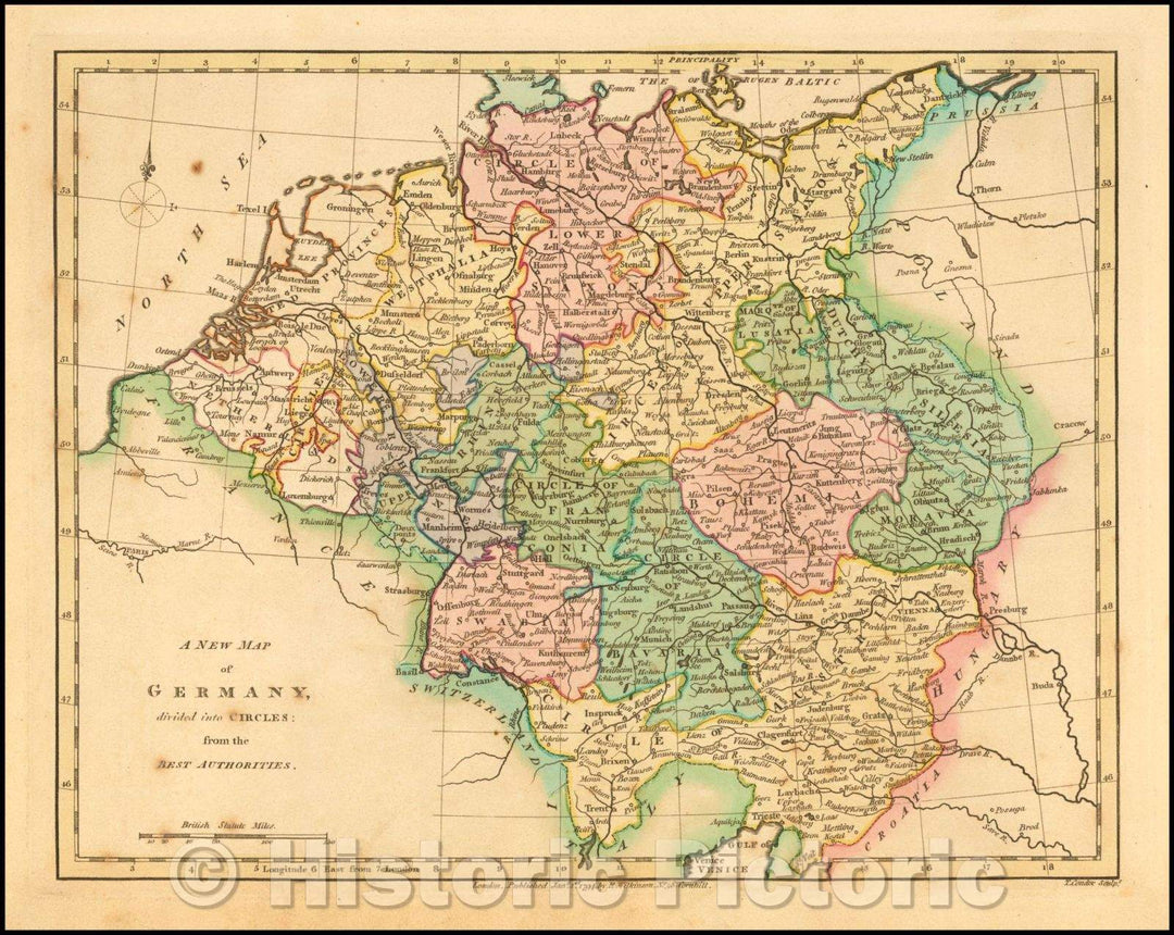 Historic Map - Germany, divided into Circles: From the Best Authorities, 1794, Robert Wilkinson - Vintage Wall Art