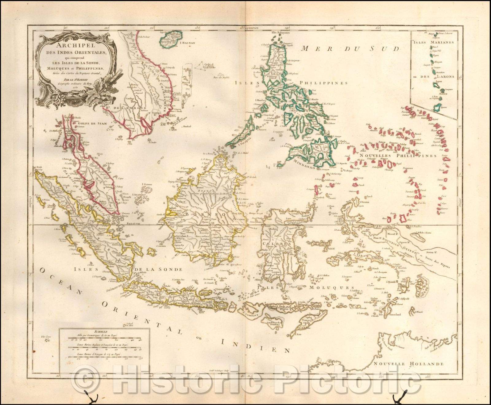 Historic Map - Archipel Des Indes Orientales, qui comprend Les Isles De La Sonde, Moluques et Philippines, tirees des Cartes du Neptune Oriental, 1755 - Vintage Wall Art