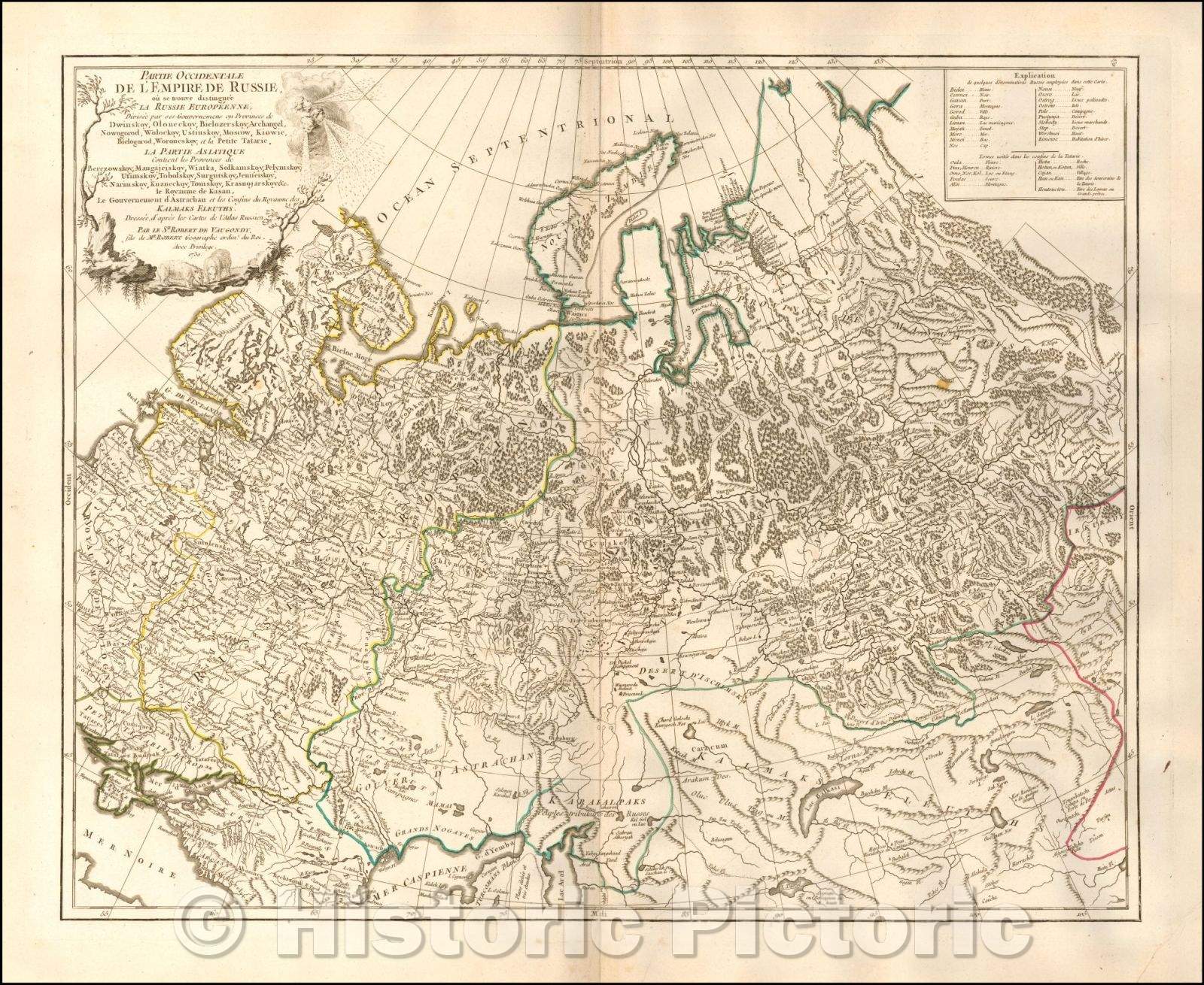 Historic Map - Partie Occidentale De L'Empire De Russie, ou se trouve distinguee La Russie Europeenne, Divisee par ses Gouvernens ou Province, 1750 v2