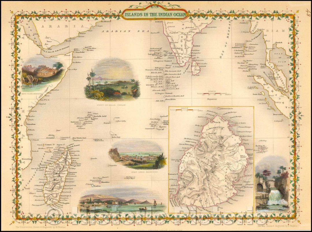 Historic Map - Islands in the Indian Ocean, 1851, John Tallis v2