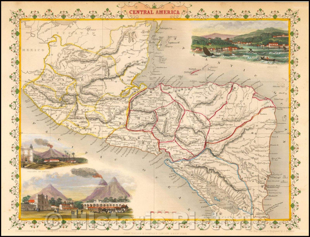 Historic Map - Central America, 1851, John Tallis v2