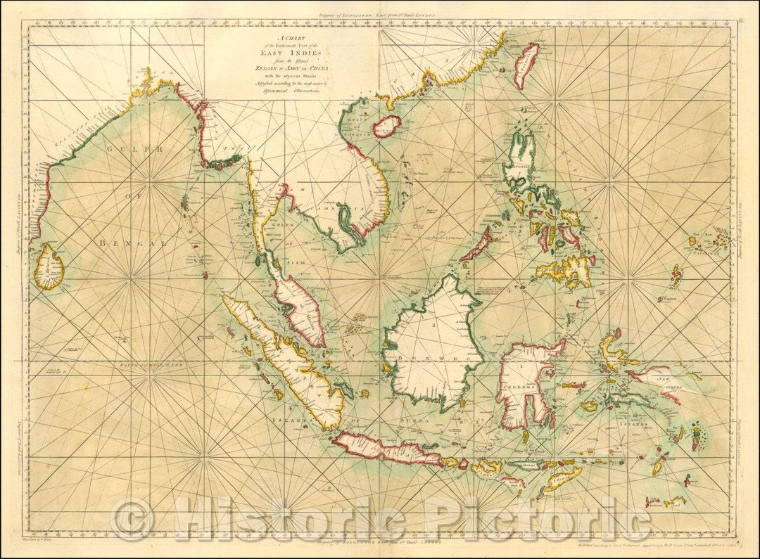 Historic Map - A Chart of the Eastermost Part of the East Indies from the Island of Zeloan to Amoy in China with the adjacent Islands, 1779, Henry Gregory - Vintage Wall Art