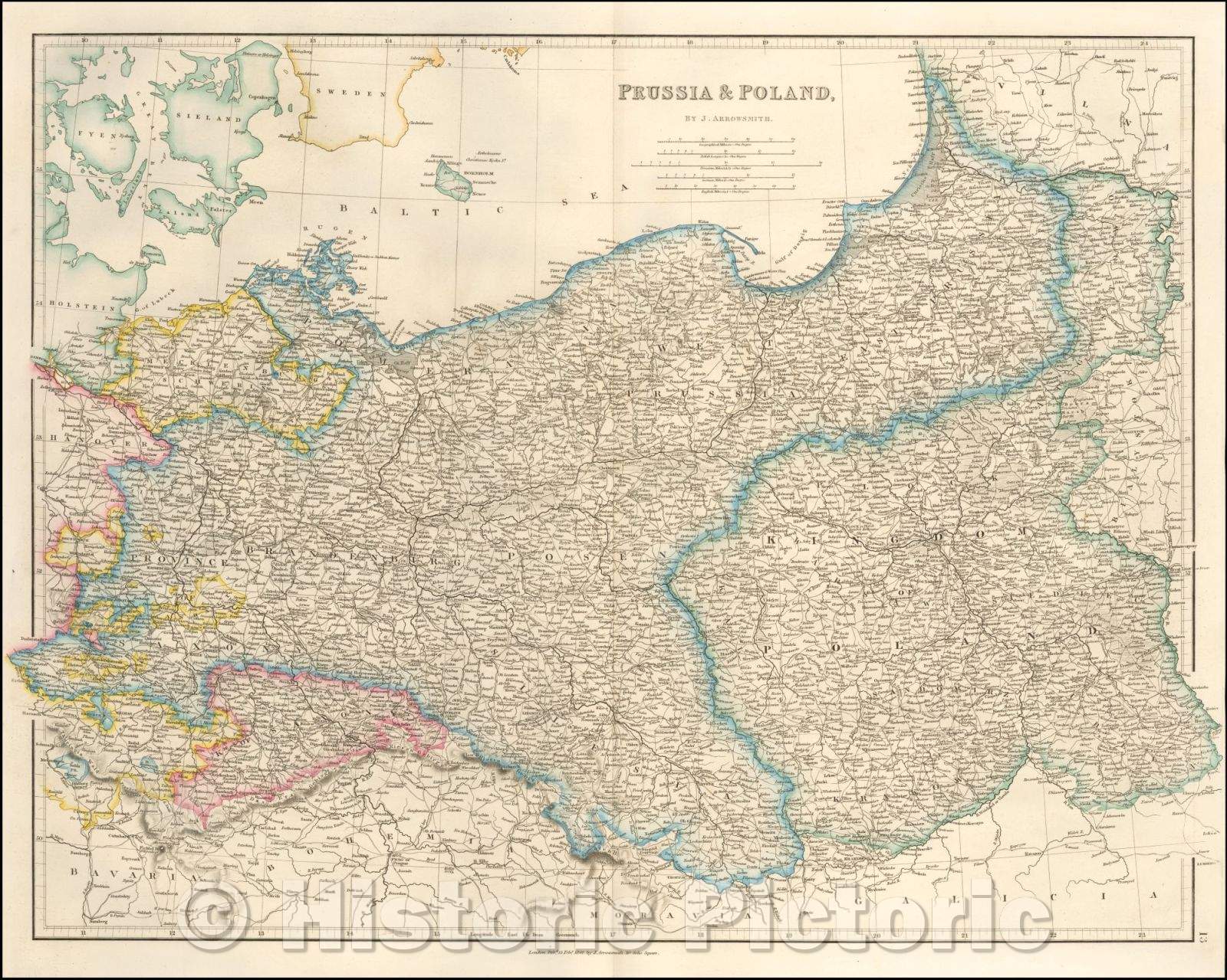 Historic Map - Prussia & Poland, 1842, John Arrowsmith - Vintage Wall Art