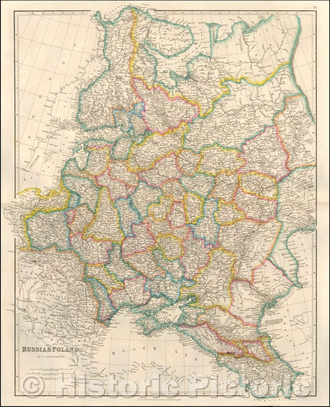 Historic Map - Russia & Poland, 1842, John Arrowsmith - Vintage Wall Art