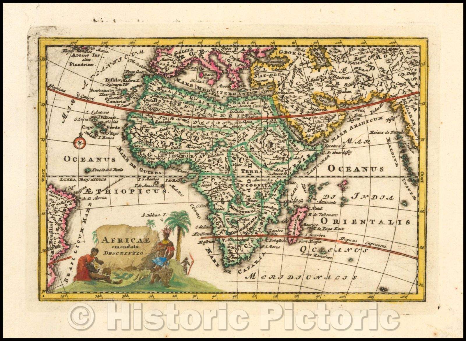 Historic Map - Africae emendata Descriptio/Map of Africa, 1729, Adam Friedrich Zurner - Vintage Wall Art