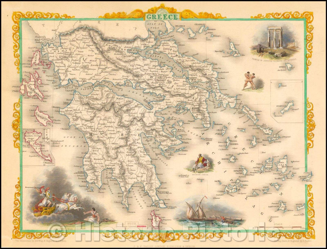 Historic Map - Ionian Isles and Greece, 1851, John Tallis v2