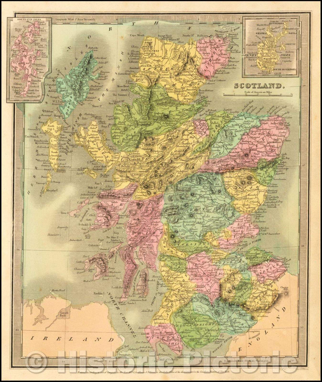 Historic Map - Scotland, 1836, David Hugh Burr - Vintage Wall Art