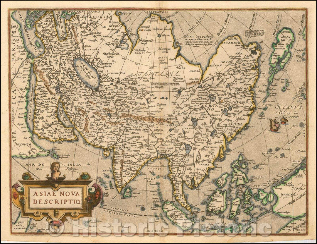 Historic Map - Asiae Nova Descriptio, 1579, Abraham Ortelius - Vintage Wall Art