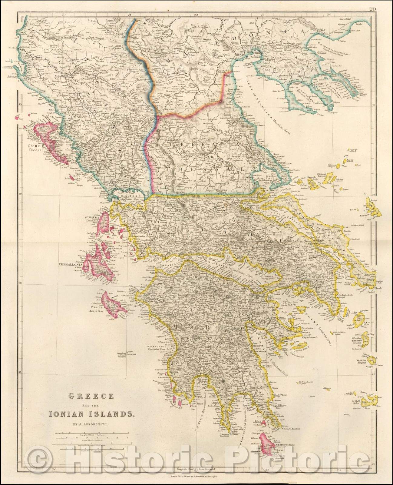 Historic Map - Greece and the Ionian Islands, 1842, John Arrowsmith - Vintage Wall Art