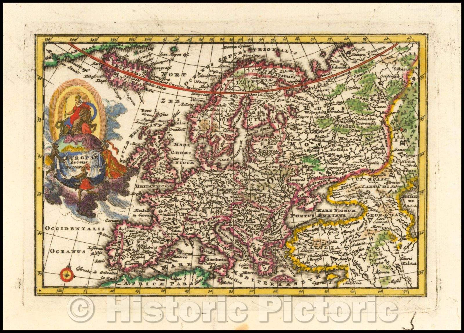 Historic Map - Europae recens Designatio/Map of Europe, 1739, Adam Friedrich Zurner - Vintage Wall Art