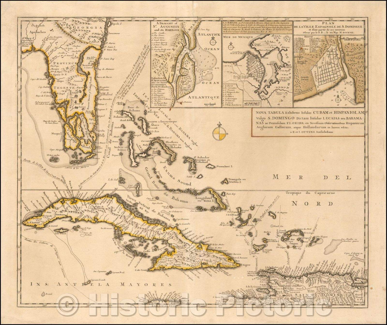 Historic Map - Exhibens Insulas Cubam et Hispaniolam vulgo S. Domingo Dictam Insulas Lucaias seu Bahamanas ac Peninsulam Floridae ex Novissimis Observati, 1740 v1