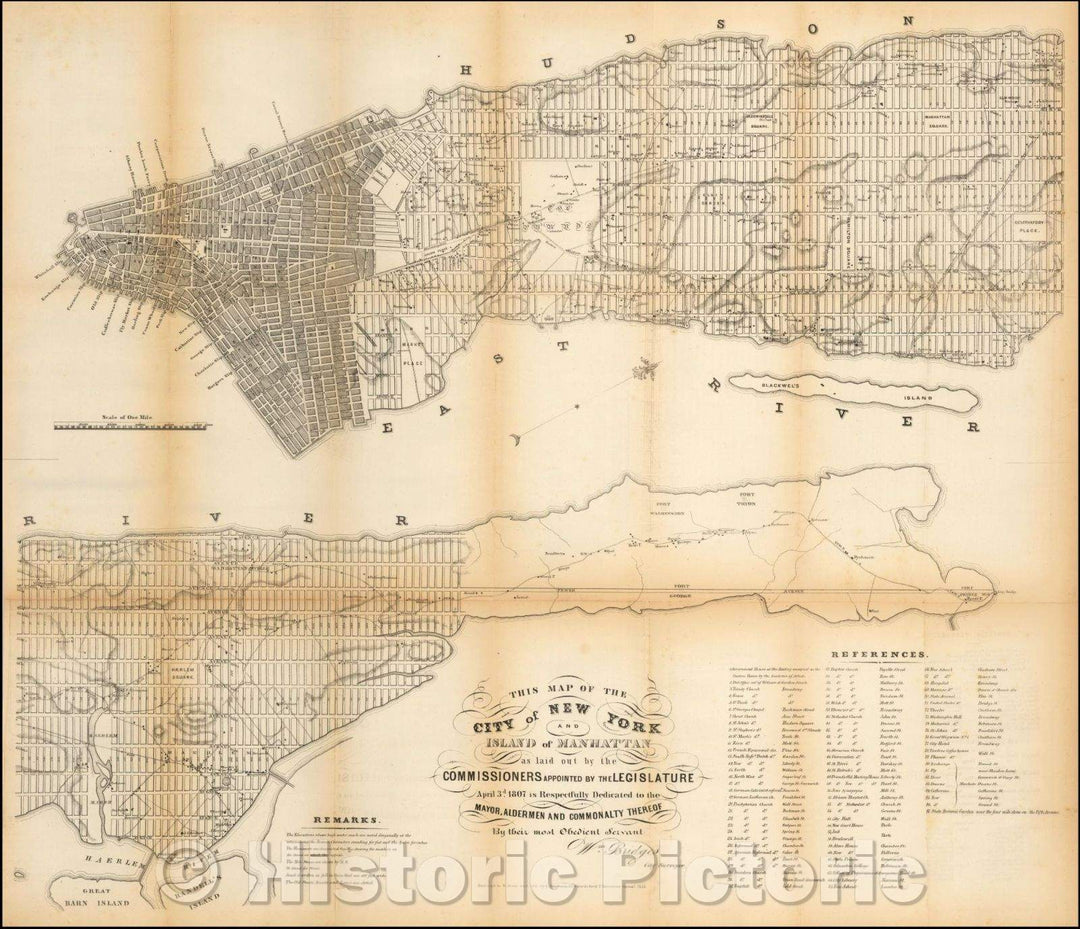 Historic Map - This Map of the City of New York and Island of Manahattan, 1853, Valentine's Manual - Vintage Wall Art