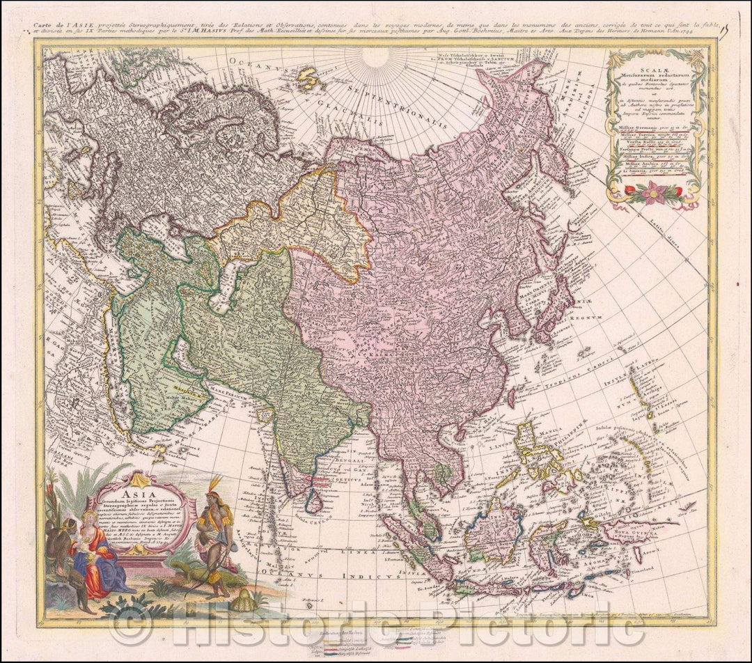 Historic Map - Asia Secundum legitimas Projectionis Stereigraphicae regulus ext juxta recentissimas obserationes et relationes, 1744, Homann Heirs - Vintage Wall Art