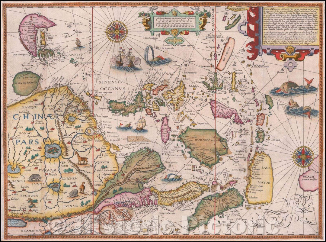 Historic Map - Exacta & Accurata Delineatio cum Orarum Maritimarum tum etjam locorum terrestrium quae in Regionibus China, Cauchinchina, Camboja sive Champa, 1596 v5