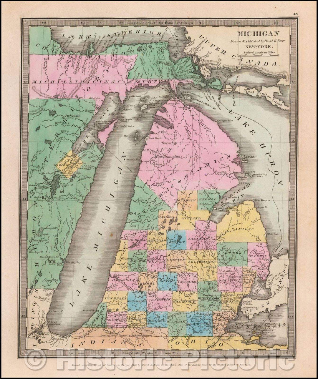 Historic Map - Michigan, 1834, David Hugh Burr v2