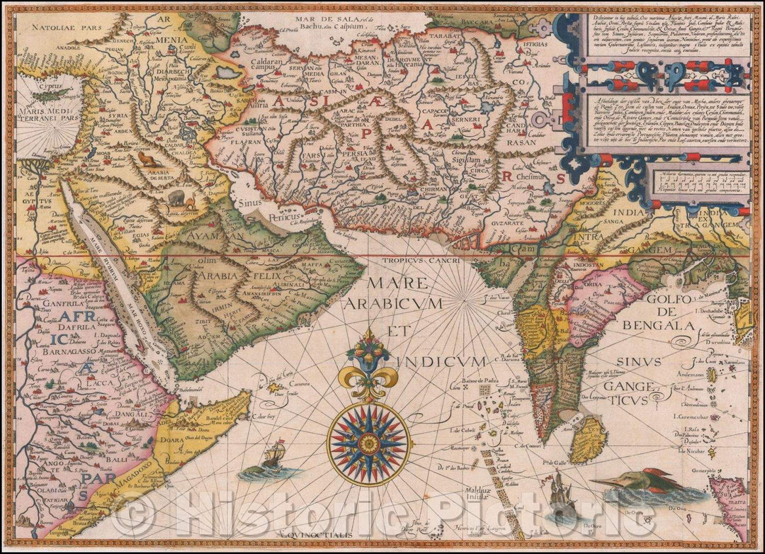 Historic Map - Orae maritimae Abexiae, freti Mecani: al. Maris Rubri: Arabiae Freti Mecani: al Maris Rubri: Arabiae, Ormi, Persiae, 1596 v5