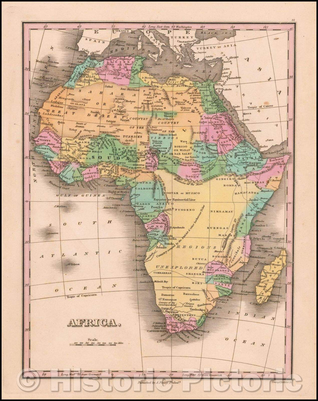 Historic Map - Africa, 1826, Anthony Finley - Vintage Wall Art