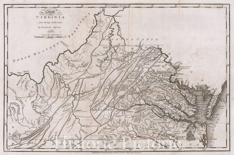 Historic Map - The State of Virginia from the best Authorities, 1795, Matthew Carey - Vintage Wall Art