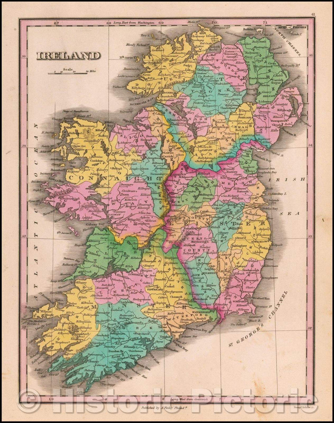 Historic Map - Ireland, 1826, Anthony Finley v2