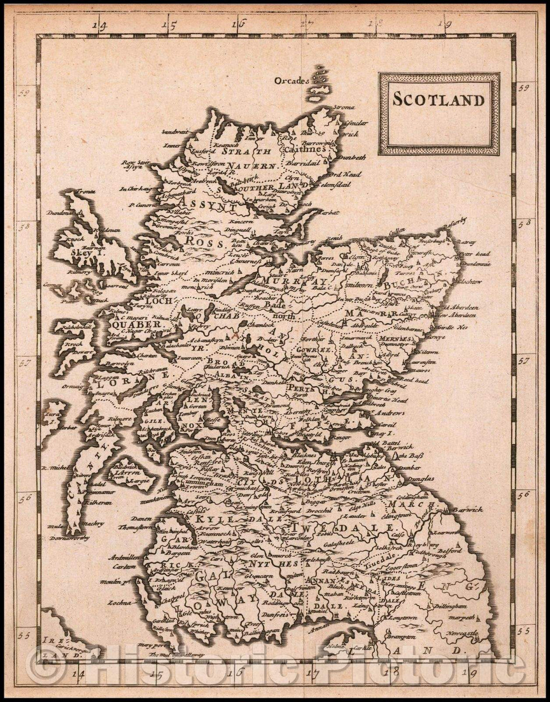 Historic Map - Scotland, 1681, Sir Jonas Moore - Vintage Wall Art