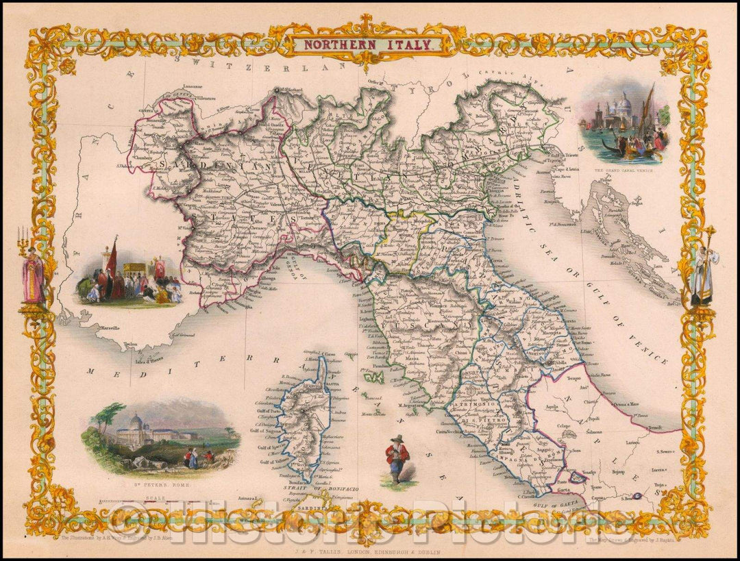 Historic Map - Northern Italy, 1851, John Tallis v2