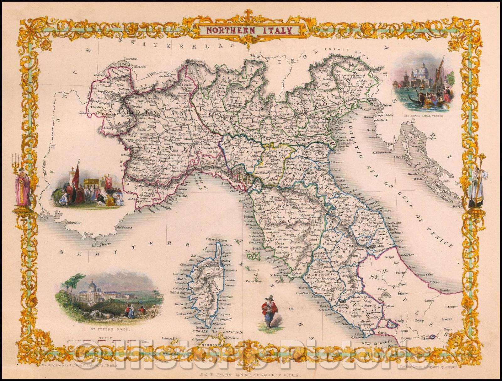 Historic Map - Northern Italy, 1851, John Tallis v2