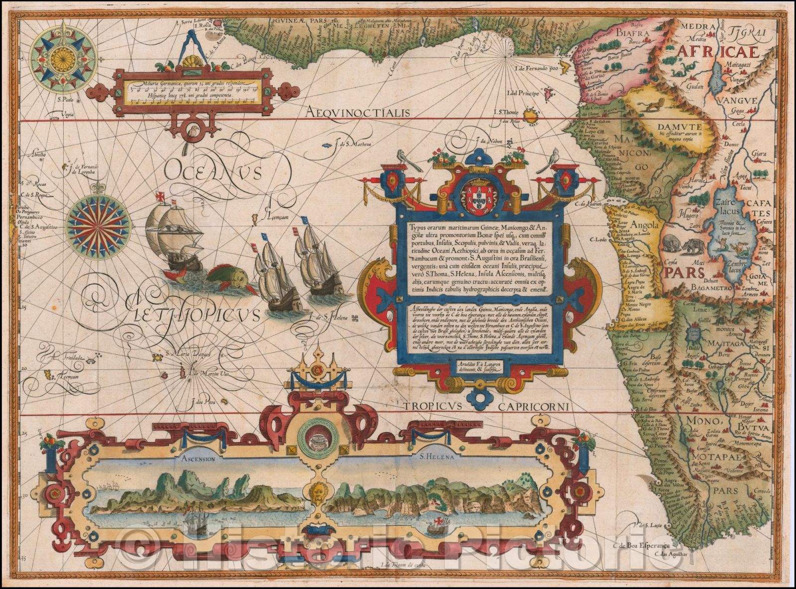 Historic Map - Typus orarum maritimarum Guineae, Manicongo & Angolae ultra Promentorium Bonae spei susq, 1596, Jan Huygen Van Linschoten v3