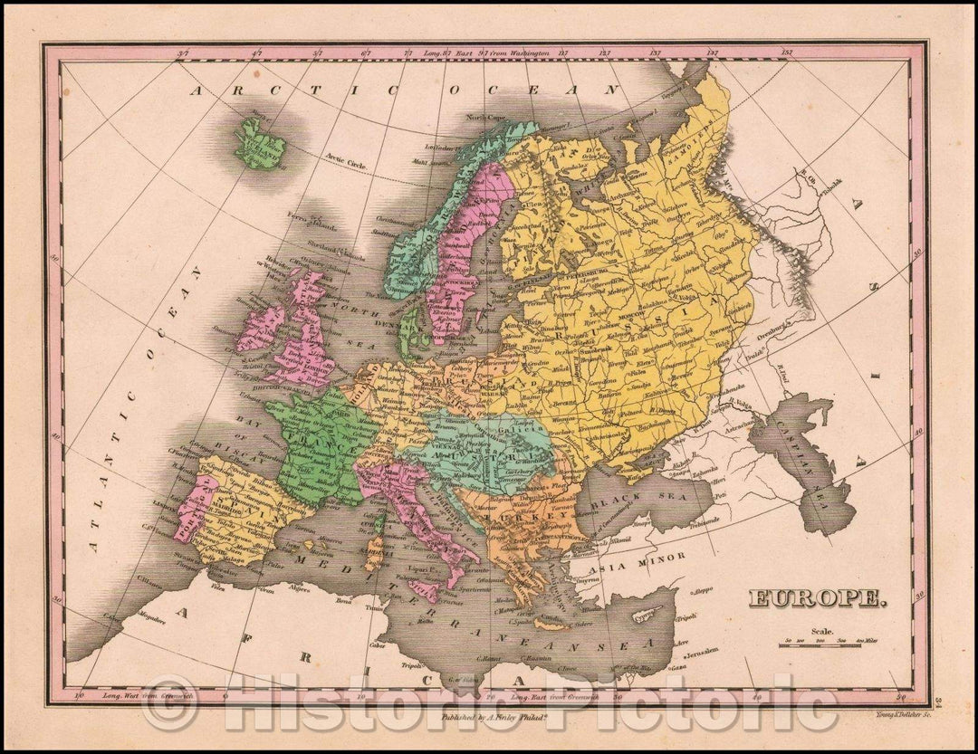 Historic Map - Europe, 1826, Anthony Finley - Vintage Wall Art