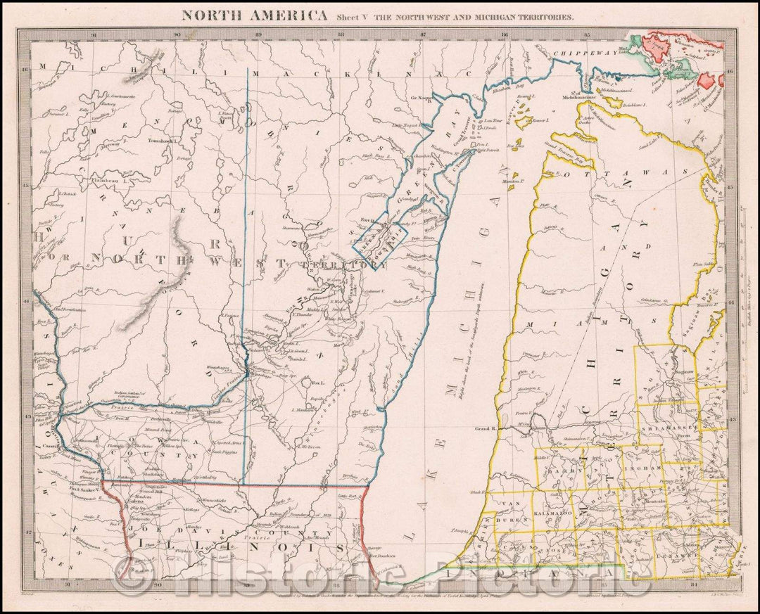 Historic Map - North America Sheet V The North West and Michigan Territories, 1833, SDUK v1