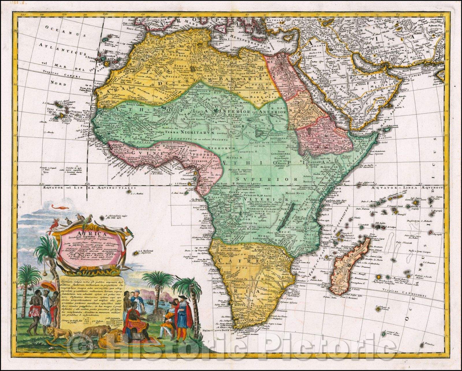 Historic Map - Africa Secundum legitimas Projectionis Stereiographicae regulas, 1737, Homann Heirs - Vintage Wall Art