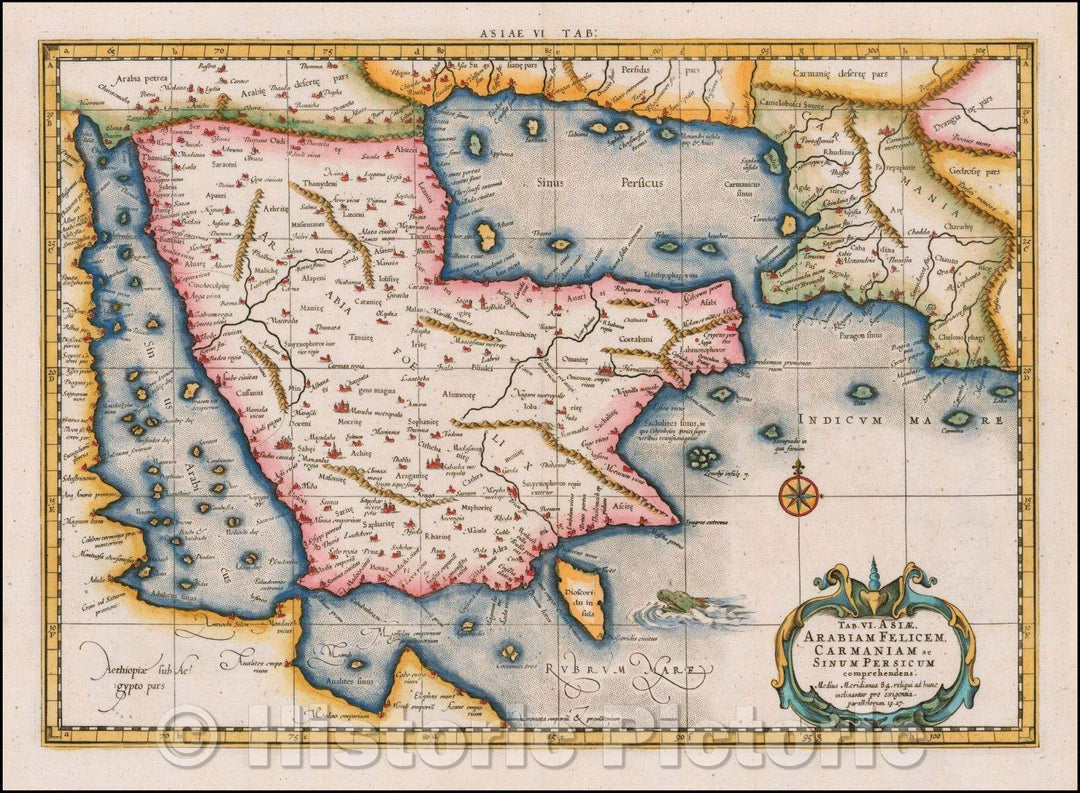 Historic Map - Tab. VI. Asiae, Arabiam Felicem, Carmaniam ac Sinum Persicum, 1695, Gerard Mercator v1