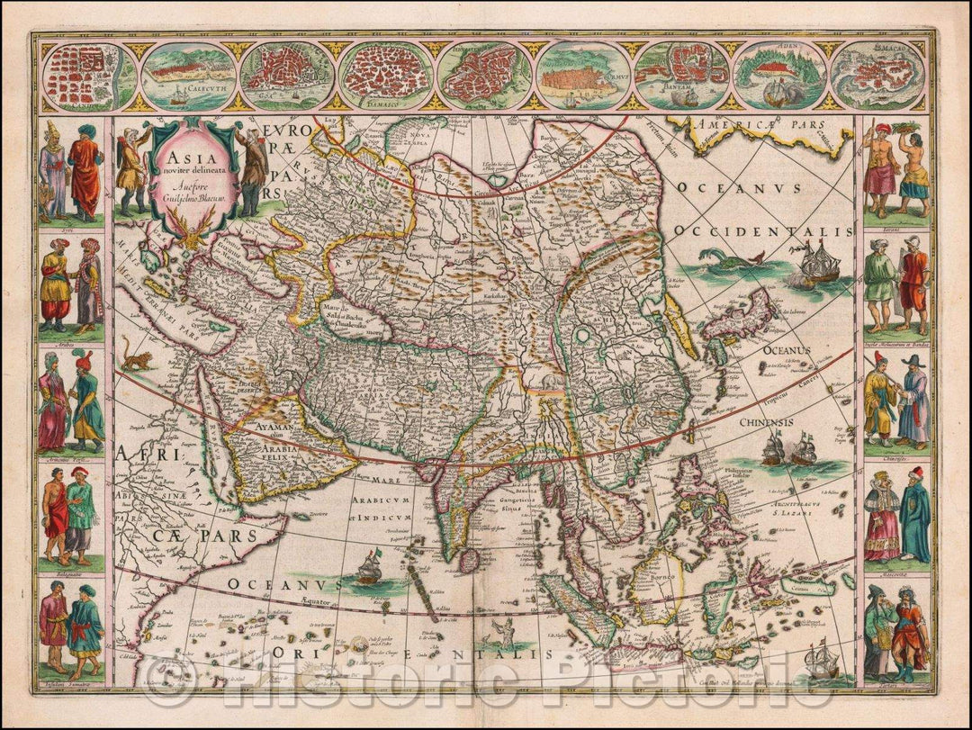 Historic Map - Asia Noviter Delineata, 1635, Willem Janszoon Blaeu - Vintage Wall Art