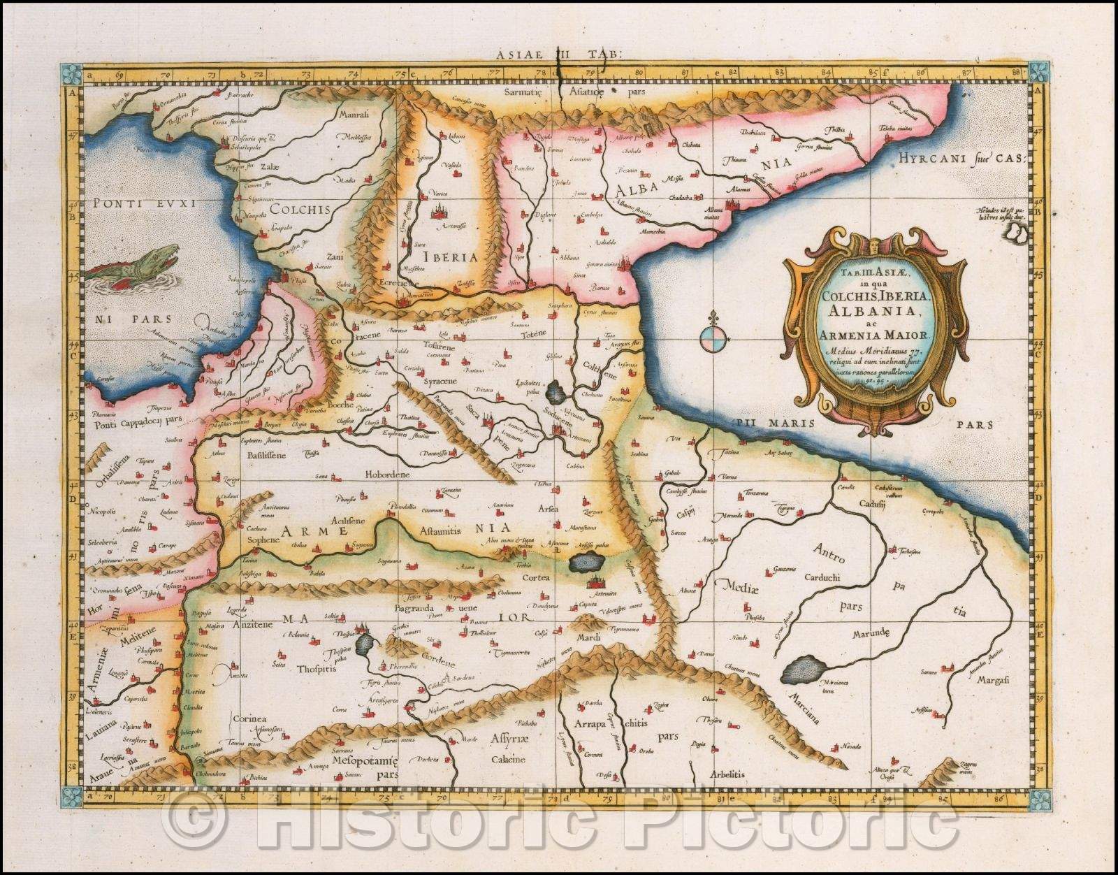 Historic Map - Tabula Asiae III [Armenia, Georgia, Turkey, etc.]/Map of Asia 3 [Armenia, Georgia, Turkey, etc.], 1695, Gerard Mercator - Vintage Wall Art