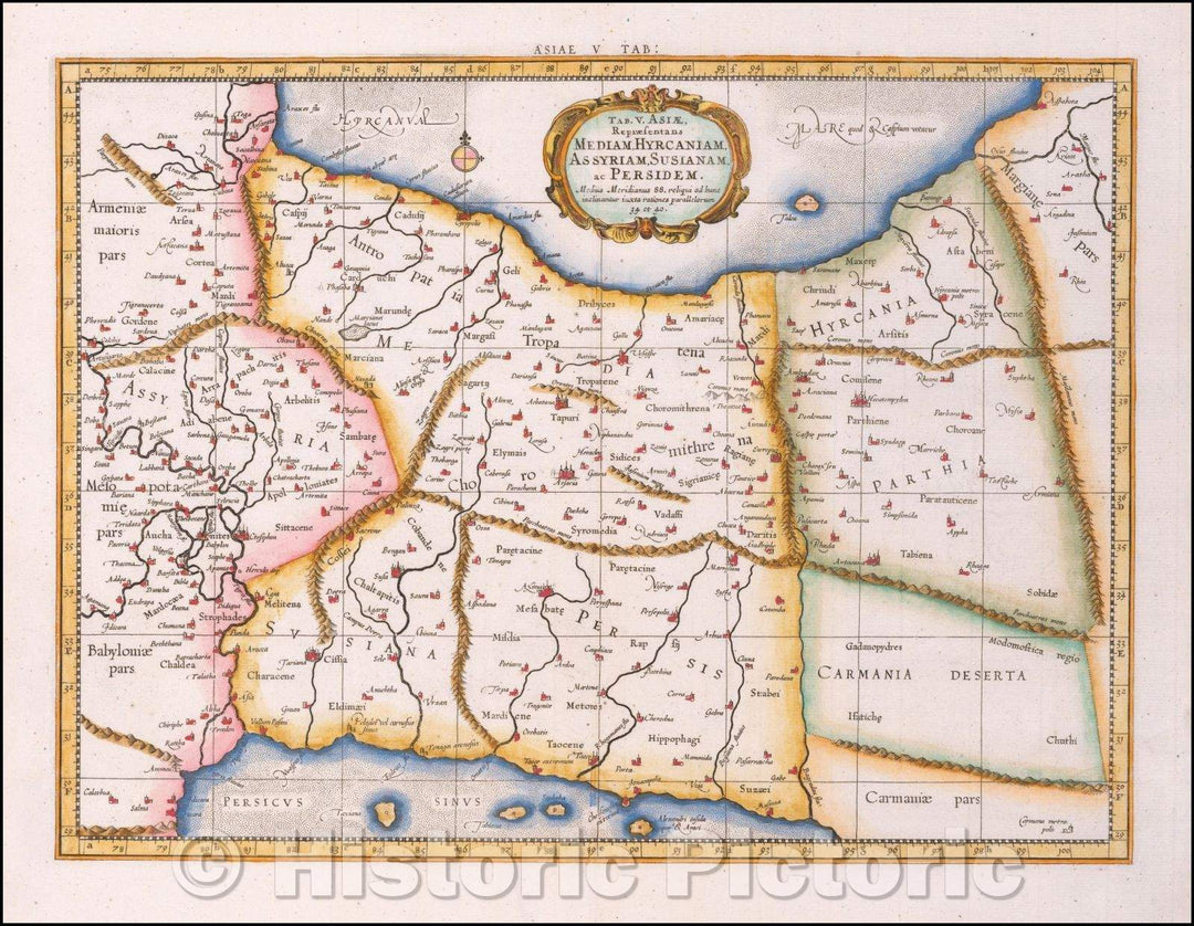 Historic Map - Tab. V. Asiae Repraesentans Mediam, Hyrcaniam, Assyriam, Susuanam ac Persidem Iran & Iraq, 1578, Gerard Mercator - Vintage Wall Art