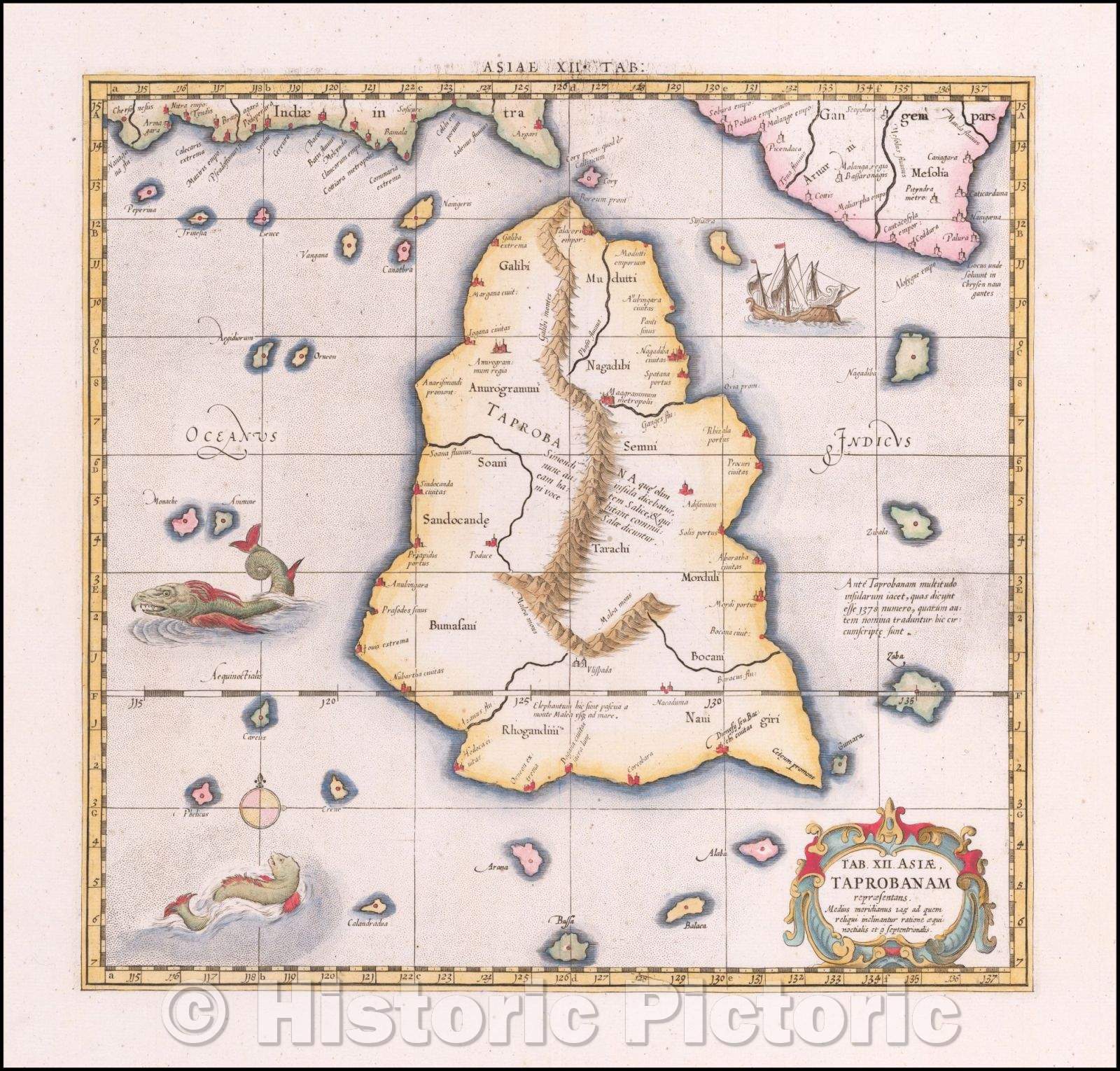 Historic Map - Tab. XII. Asiae Taprobanam repraesentans Medius meridianus 125 ad quem reloqui inclinantur ratione aequin octalis et 9 septentrionalis, 1698 v3