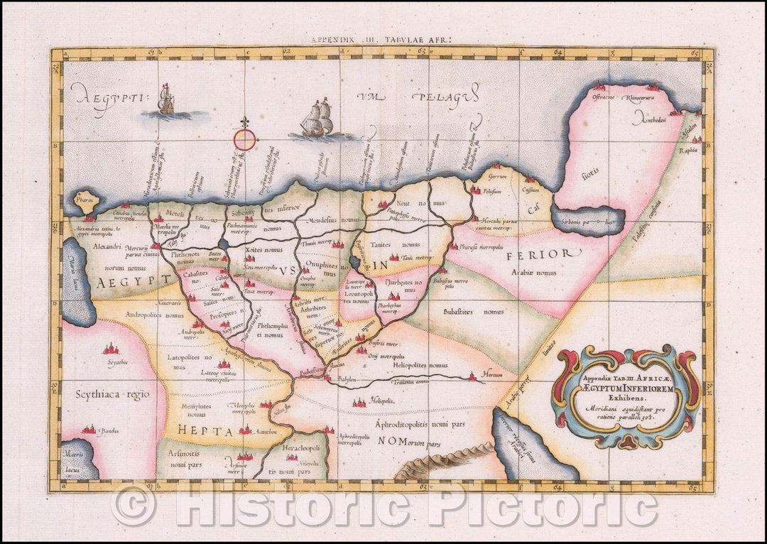 Historic Map - Appendix Tab III. Africae Aegyptum Inferiorum Exhibens/Appendix 3 tab. Egypt African lower Exhibens, 1698, Gerard Mercator - Vintage Wall Art