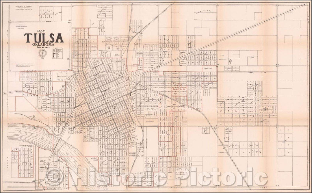 Historic Map - Map of Tulsa Oklahoma and Vicinity, 1915, United States GPO - Vintage Wall Art