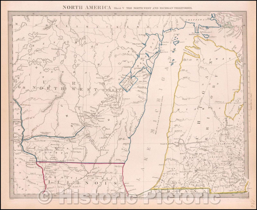 Historic Map - North America Sheet V The North West and Michigan Territories, 1833, SDUK v2