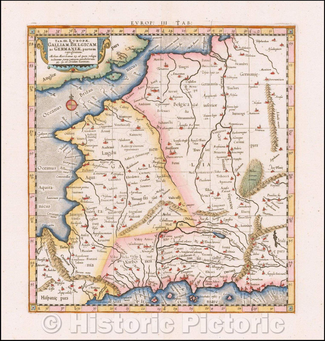 Historic Map - France, Low Countries & Western Germany/Tab. III Europae, Galliam, Belgicam, ac Germaniae, partem, 1578, Gerard Mercator - Vintage Wall Art