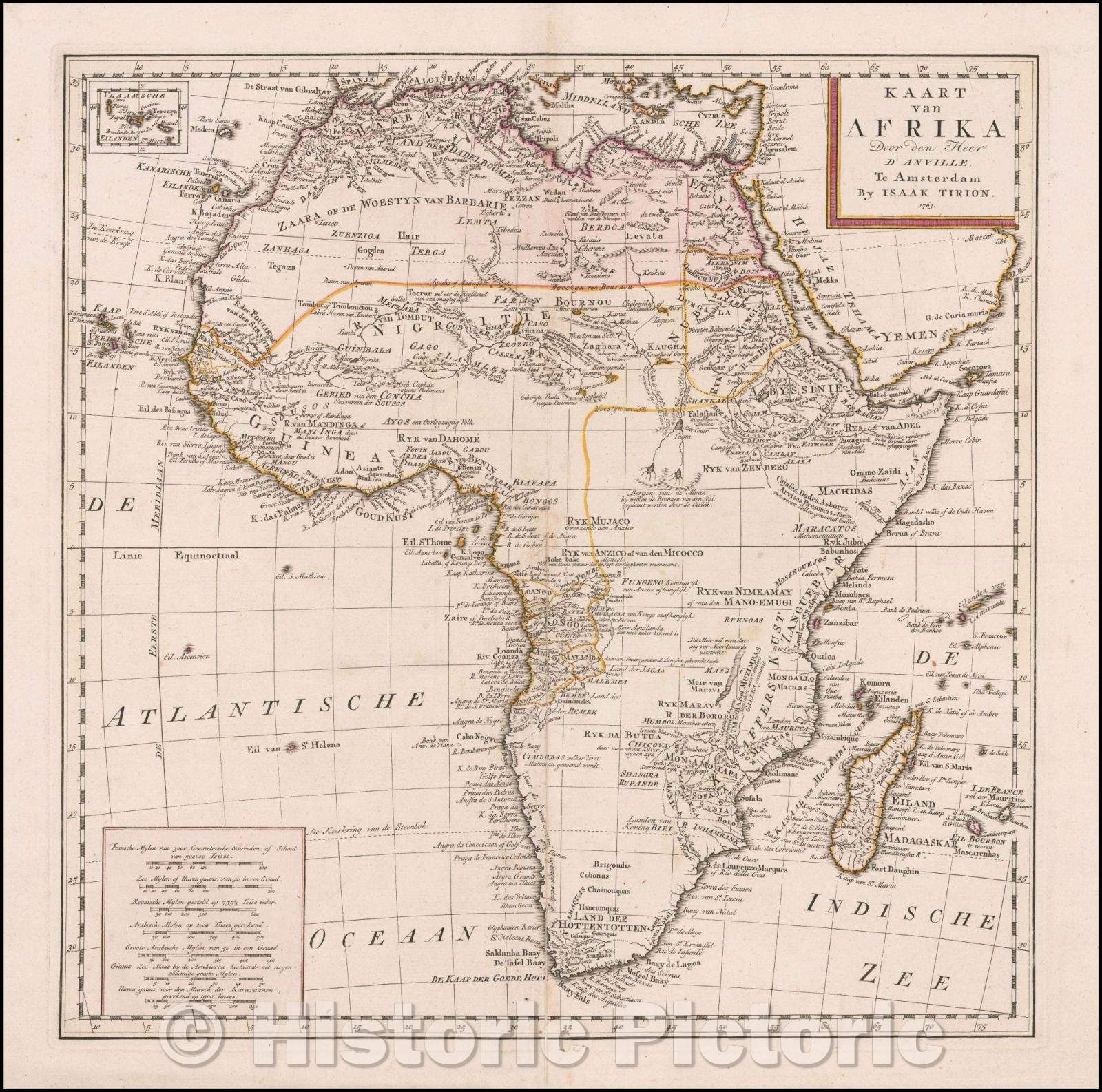 Historic Map - Kaart van Afrika Door von Heer D'Anville/Map of Africa by Lord Von D'Anville. 1763, 1763, Isaak Tirion - Vintage Wall Art