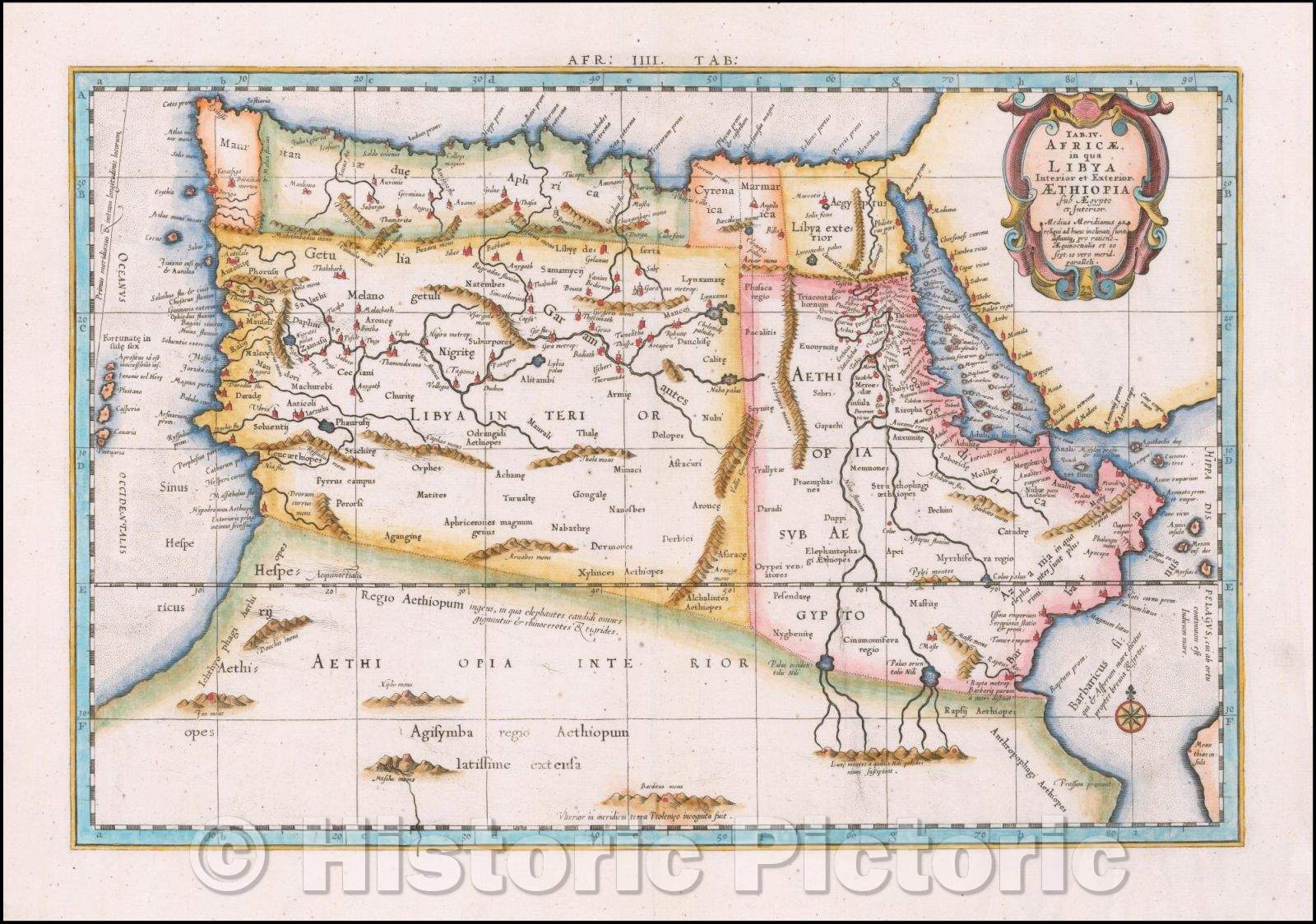 Historic Map - Tab. IIII. Africae, in qua Lybia Interior et Exterior Aethiopia Sub Aegypto et Interior, 1578, Gerard Mercator - Vintage Wall Art