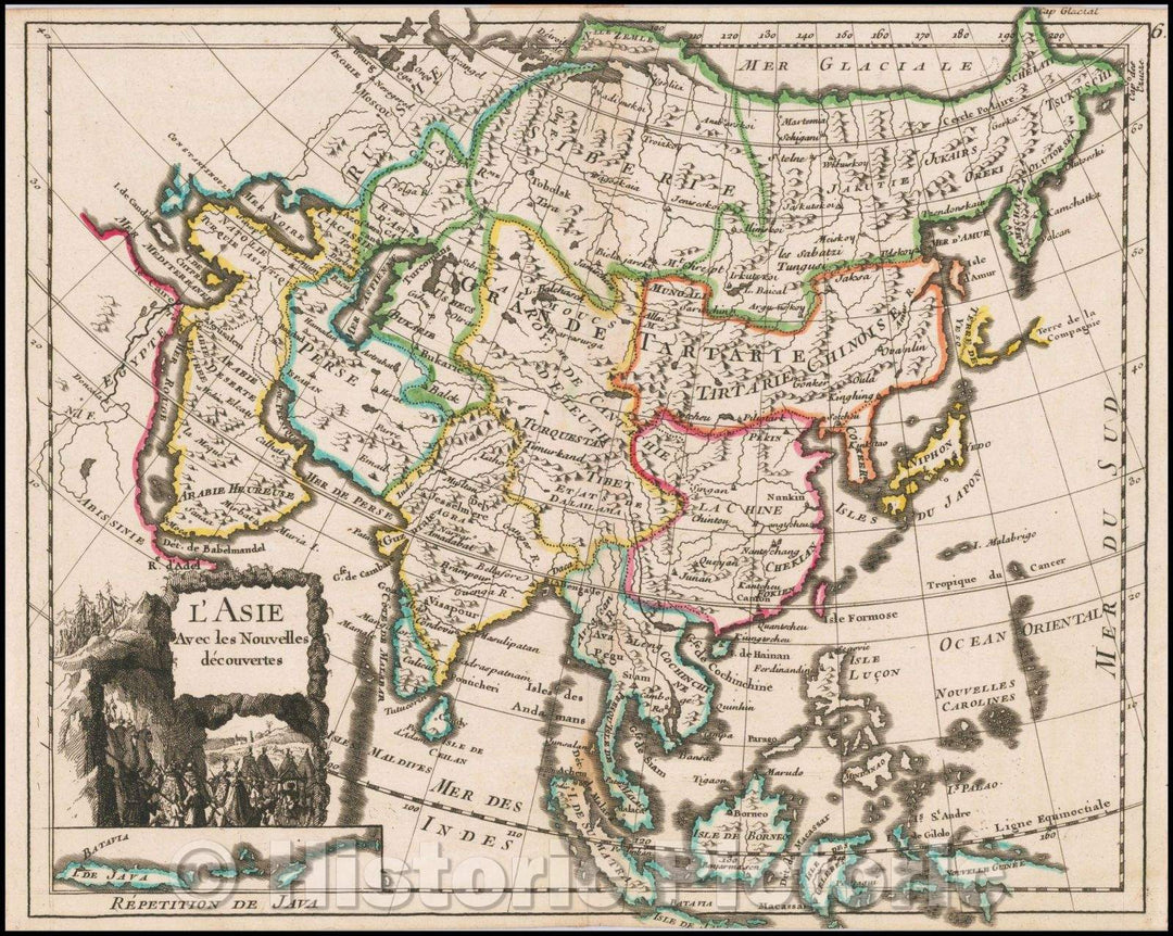 Historic Map - L'Asie Suivant les Nouvelles Observations/Map of Asia, 1746, George Louis Le Rouge - Vintage Wall Art