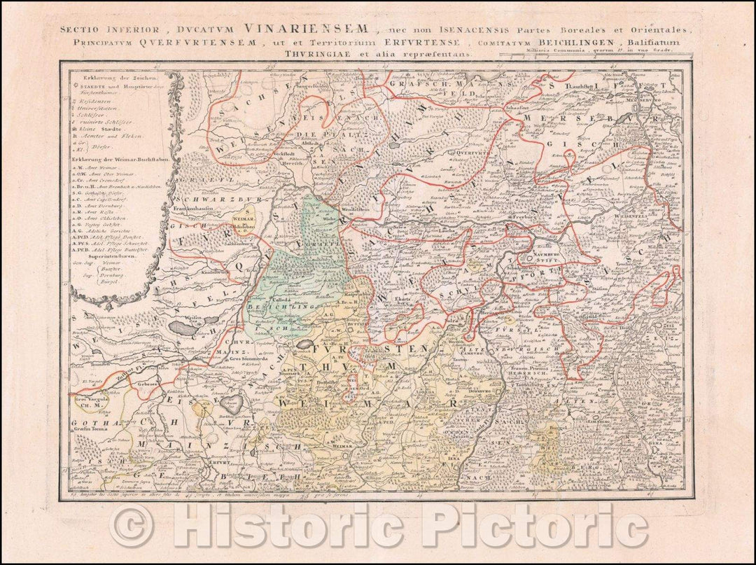 Historic Map - Sectio Inferior, Ducatum Vinariensem, nec non Isenacensis, Partes Boreales et Orientales :: Regional of a Thuringia Region of Eastern Germany, 1747 - Vintage Wall Art