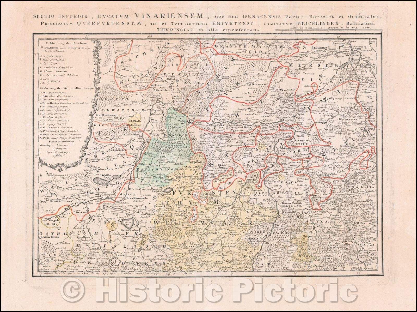 Historic Map - Sectio Inferior, Ducatum Vinariensem, nec non Isenacensis, Partes Boreales et Orientales :: Regional of a Thuringia Region of Eastern Germany, 1747 - Vintage Wall Art