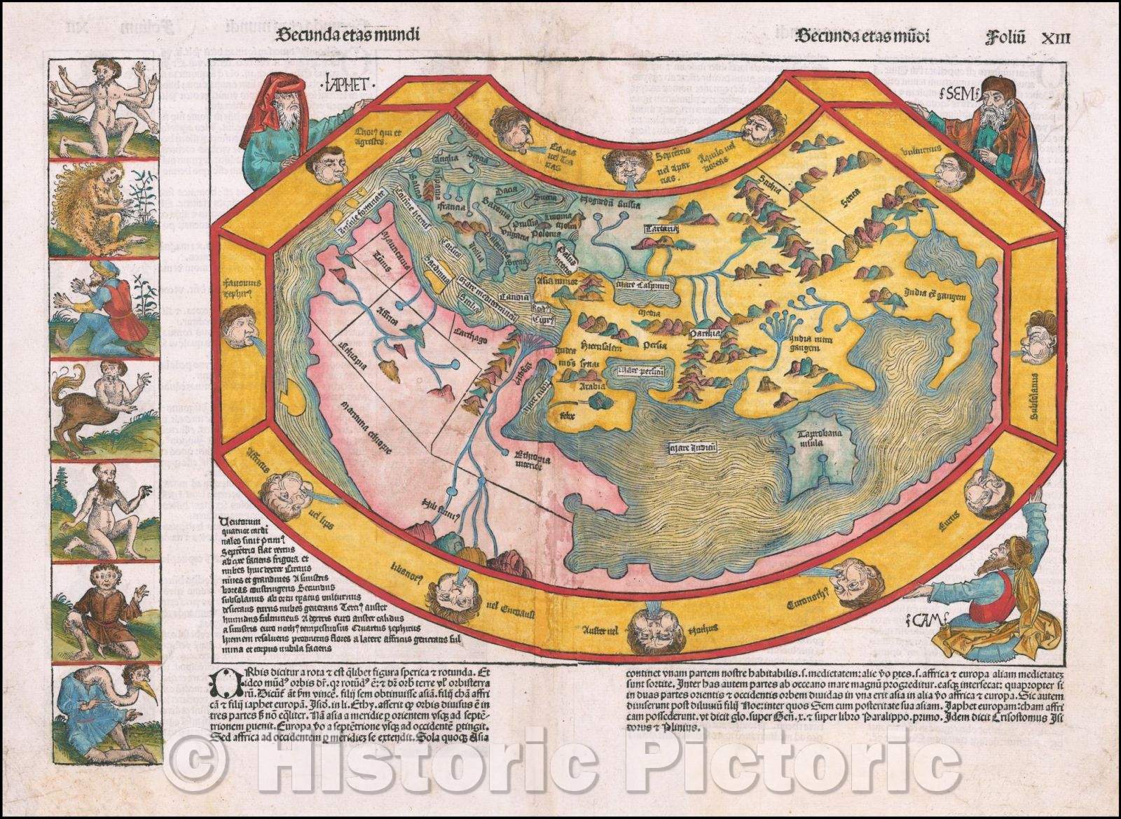 Historic Map - Secunda etas mundi (World Map Before Discovery of America), 1493, Hartmann Schedel v2