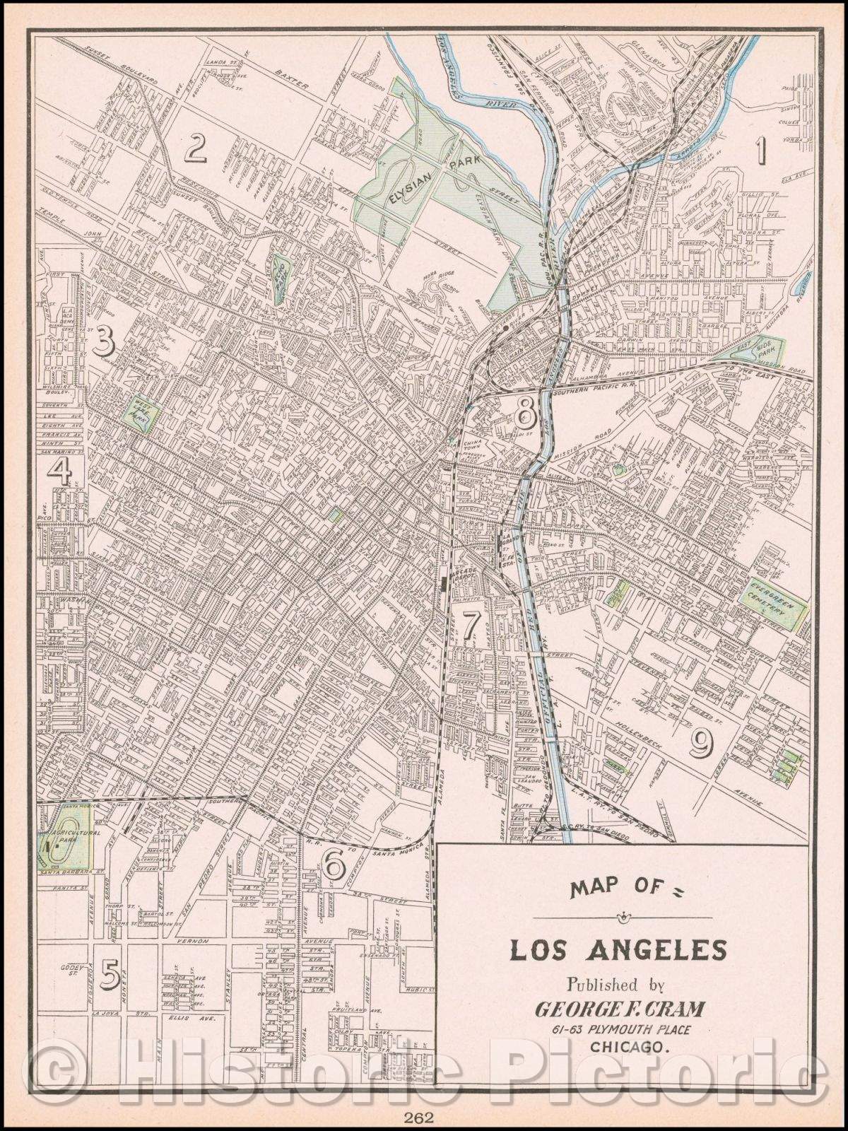 Historic Map - Map of Los Angeles, 1899, George F. Cram v2