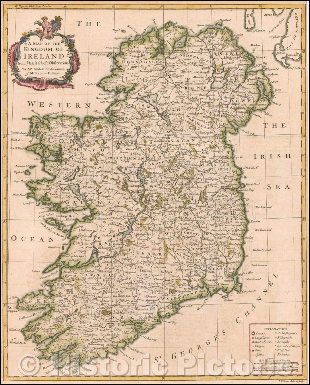 Historic Map - Kingdom of Ireland from ye latest & best Observations, 1732, Richard William Seale v2