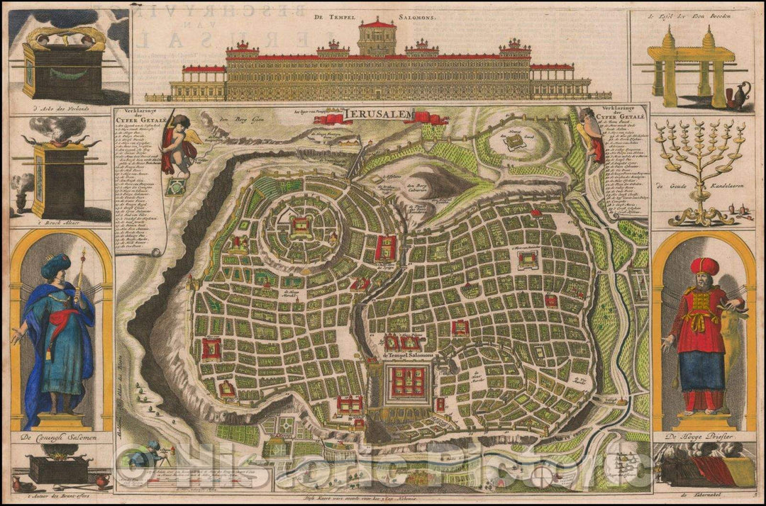 Historic Map - Jerusalem, 1690, Daniel Stoopendahl - Vintage Wall Art